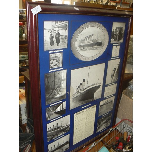 226 - LARGE FRAMED 'RMS TITANIC LIVERPOOL' HISTORY OF EVENTS WITH TIMELINE FROM 1908 WHEN THE WHITE STAR L... 