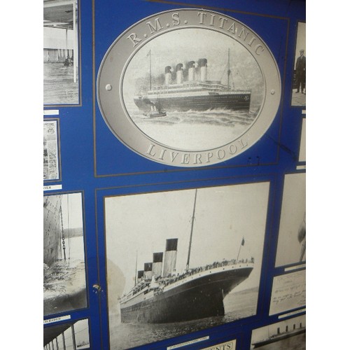 226 - LARGE FRAMED 'RMS TITANIC LIVERPOOL' HISTORY OF EVENTS WITH TIMELINE FROM 1908 WHEN THE WHITE STAR L... 