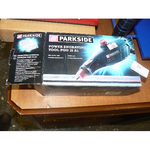 231 - POWER ENGRAVING TOOL. PARKSIDE PGG 15 A1. WITH BOX AND INSTRUCTIONS.