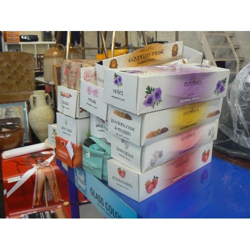 232 - QUANTITY OF INCENSE STICKS. BOXES INCLUDE FRANGIPANI, STRAWBERRY, ALOE VERA, MUSK ETC.