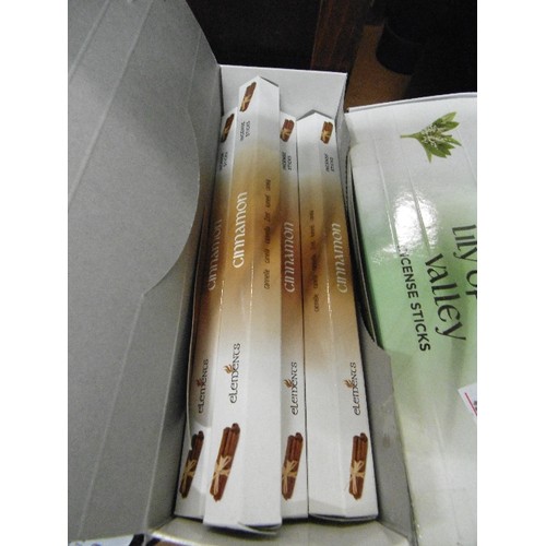 240 - 12 X BOXES OF INCENSE STICKS. INCLUDES AMBER, JASMINE, LILY OF THE VALLEY, SANDALWOOD ETC. MOST BOXE... 