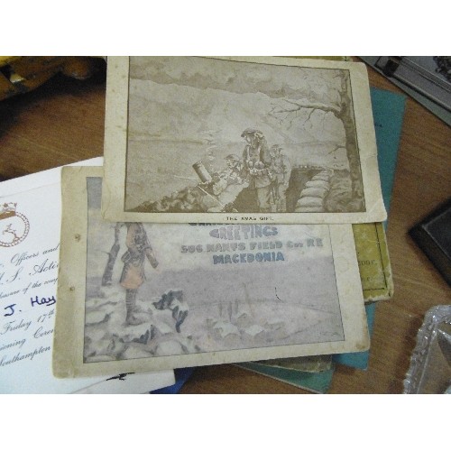 284 - INTERESTING EARLY MILITARY BOOKS AND POSTCARDS. INC RAF PILOTS FLYING LOG BOOK 1924/25, ENGINE INSPE... 
