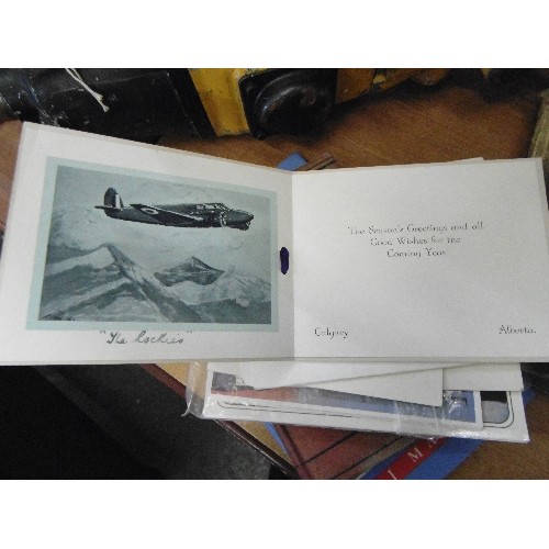 284 - INTERESTING EARLY MILITARY BOOKS AND POSTCARDS. INC RAF PILOTS FLYING LOG BOOK 1924/25, ENGINE INSPE... 