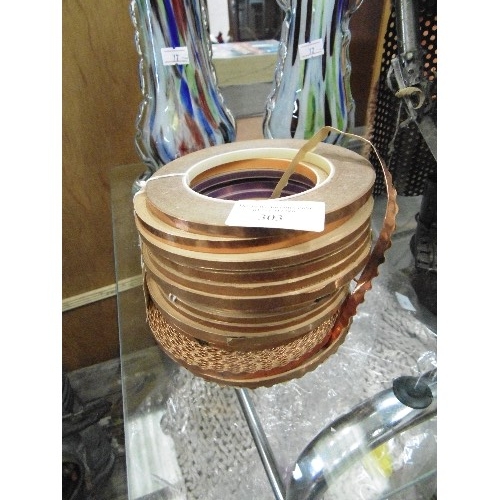 303 - COPPER USA FOIL REEL, FOR STAINED GLASS SECTION EDGING ETC. 17 X REELS.