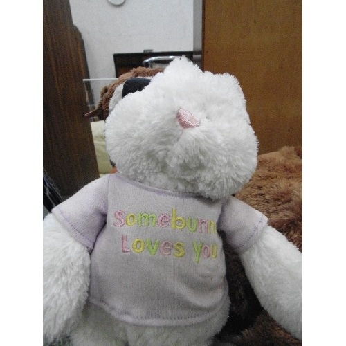 307 - GUND SOFT TOYS, X3 WITH TAGS. ALSO FEIVEL PLUSH TOY MOUSE.