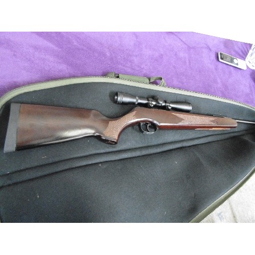 82 - REMINGTON EXPRESS AIR RIFLE, WITH SCOPE AND PROTECTIVE CASE.