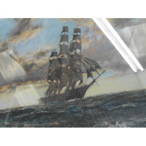 121 - VERY LARGE FRAMED/GLAZED PRINT OF 'THE TALL SHIP-CLIPPER KAISOW' SIGNED MONTAGUE DAWSON.