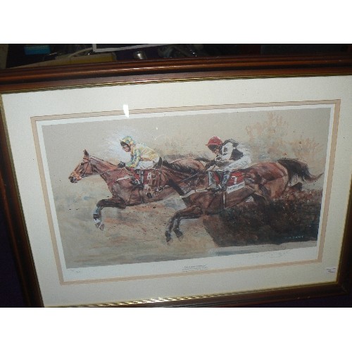 151 - 4 X LOVELY FRAMED PRINTS. INCLUDES A SIGNED LIMITED EDITION RACEHORSE PRINT 'CLASS & COURAGE' BY D.M... 