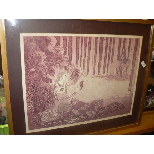 214 - LIMITED EDITION CATHERINE GRUBB PRINT 'THE DEEP OF THE WOOD' 1973. SIGNED. FRAMED/GLAZED.