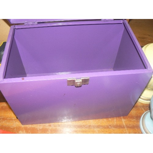 316 - PURPLE METAL FILE BOX.