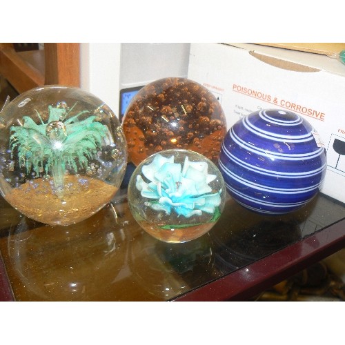 326 - 4 X GLASS PAPERWEIGHTS.