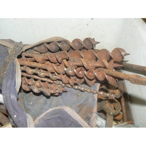 331 - LARGE DRILL BITS, COMBINATION AND RING SPANNERS ETC ETC.