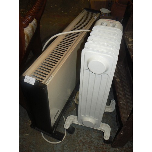 354 - ELECTRIC PANEL HEATER, ALSO SMALL ELECTRIC RADIATOR ON CASTORS.