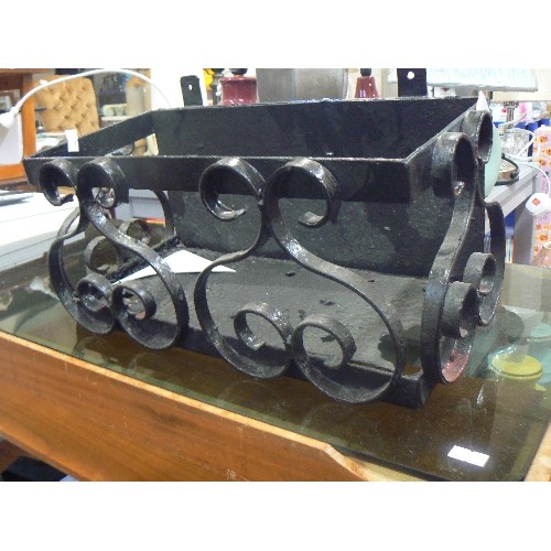 361 - WROUGHT IRON WALL PLANTER/ WINDOW BOX. BLACK SCROLL DETAIL.