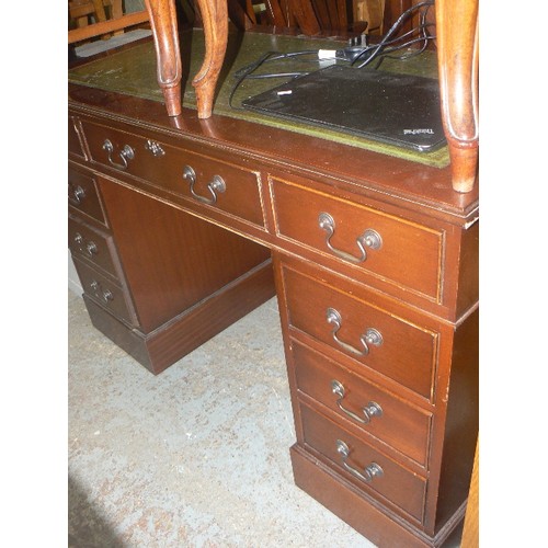 409 - REPRODUCTION EMBOSSED LEATHER-TOPPED DESK.