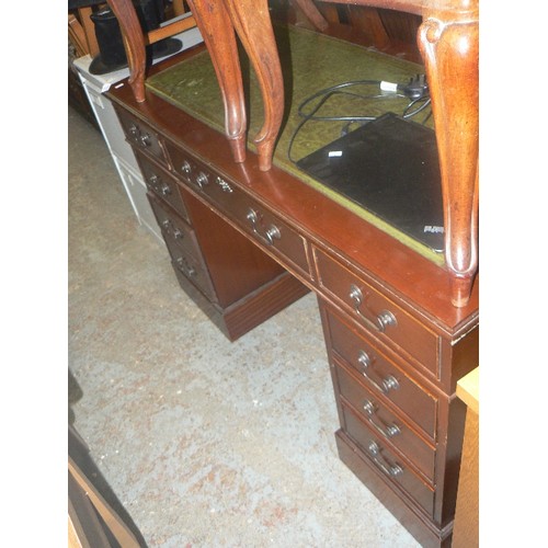 409 - REPRODUCTION EMBOSSED LEATHER-TOPPED DESK.