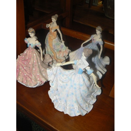 431 - 4 LEONARDO COLLECTION FIGURINES - JESSICA, GEMMA, NATASHA AND KATIE ( 1 ARM MISSING)