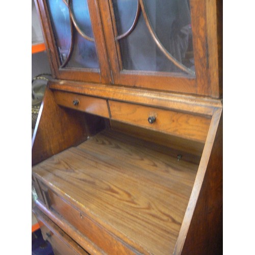 485 - VINTAGE OAK BUREAU BOOKCASE