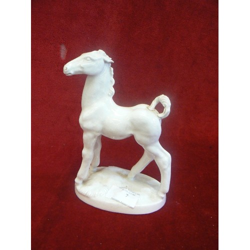 7 - A MEISSEN WHITE HORSE MARKS UNDER (REPAIRED)