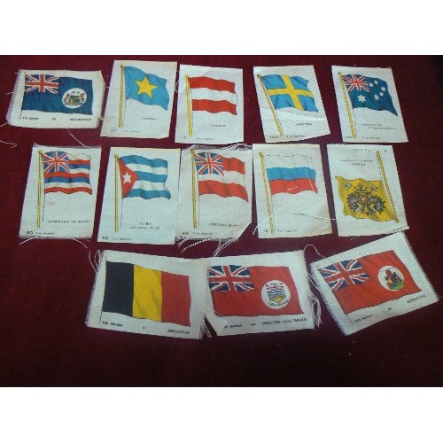 9 - LARGE COLLECTION OF OF SILK CIGARETTE CARDS APPROX 100 OF FLAGS AND THEMES