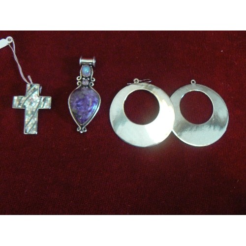 23 - 2 SILVER PENDANTS AND A PAIR OF EARRINGS