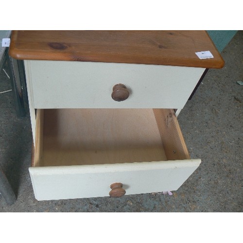 467 - PAINTED PINE 3 DRAWER BEDSIDE