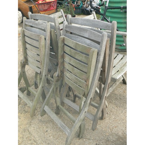 569 - SET OF 4+2 TEAK LEISURE GROW FOLDING GARDEN CHAIRS