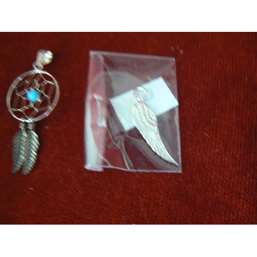 33 - 2 SILVER PENDANTS 1 WING, THE OTHER DREAM CATCHER