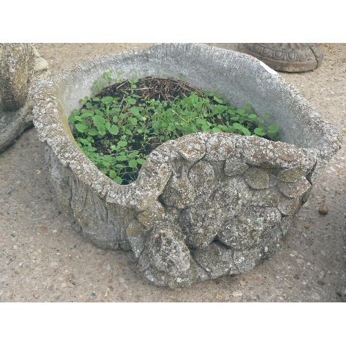 574 - CONCRETE GARDEN PLANTER WITH 3 SMALL ANIMALS