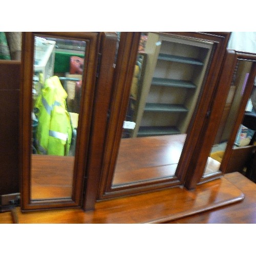 385 - WILLIS & GAMBIER, ANTOINETTE, FRENCH CHERRYWOOD DRESSING TABLE, WITH LARGE TRIPLE DRESSING TABLE MIR... 