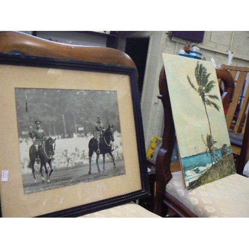 407 - PAINTING. 'PALM TREE-NASSAN' HOMER WINSLOW AND GEORGE V PRINT ON HORSE