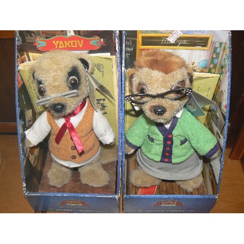 147 - SET OF 5 X MEERKATS FROM COMPARE THE MARKET. INC BABY OLEG, YAKOV, VASSILY ETC. WITH TAGS AND BOXES.