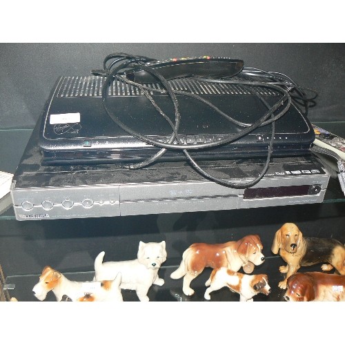 164 - TOSHIBA DVD PLAYER, AND A SAMSUNG VIRGIN MEDIA WITH CABLES AND REMOTES.