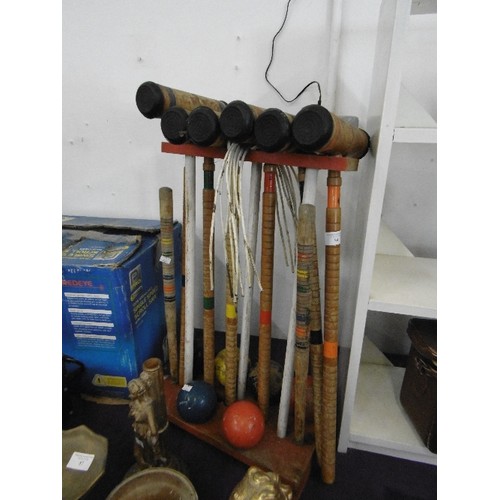 84 - VINTAGE GARDEN CROQUET SET.