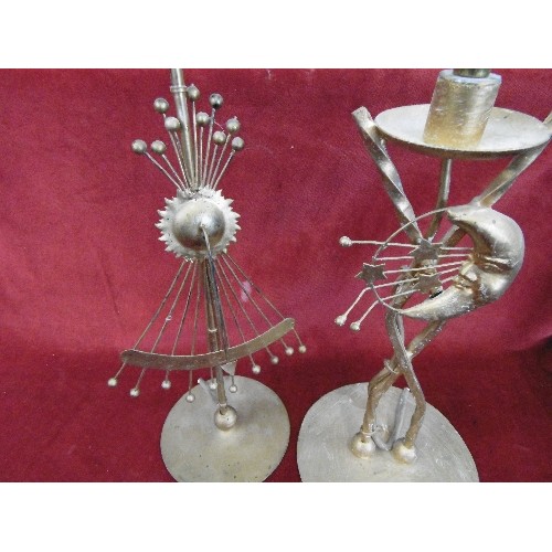 102 - 2 X DECORATIVE LAMP BASES DEPICTING THE MOON, THE SUN & THE STARS.