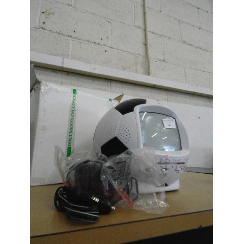 122 - NOVELTY FOOTBALL TV/RADIO. MODEL XZ-3. WITH LEADS & BOX.