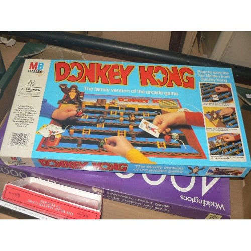 192 - BOARD GAMES, INC WADDINGTONS 4000 AD, MB-DONKEY KONG, STAY-ALIVE, JUNIOR SCRABBLE, TRIVIAL PURSUIT.