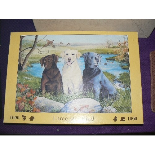 156 - 4 X JIGSAW PUZZLES. INC 3 X LABRADORS, 2 X CIRCULAR PUZZLES, AND WHERE'S WALLY.