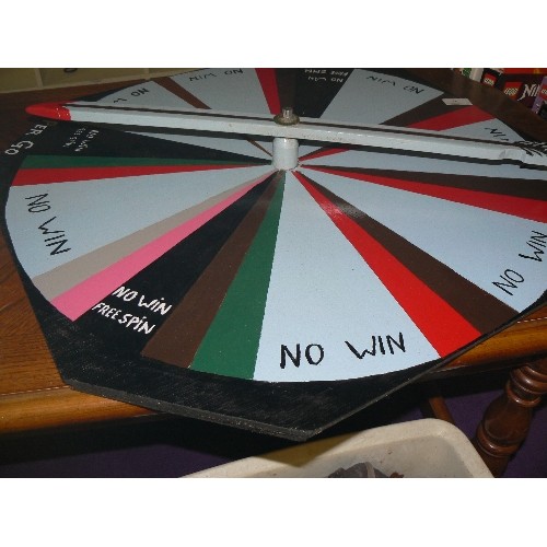 166 - VINTAGE 'SPIN-TO-WIN' HAND-PAINTED WOODEN VILLAGE FETE GAME, WITH SPINNING ARROW.