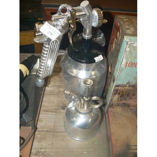 279 - SPRAY GUN. APPEARS NEW. ALSO SMALL SPRAY CAN/MISTER.