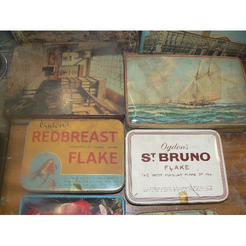 280 - 8 X VINTAGE TINS. ELKES LONDON ASSORTED BISCUITS WITH TRAFALGAR SQUARE ON THE LID & OTHER LONDON SIG... 