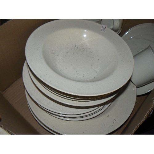 149 - NEW. FARMHOUSE SPECKLE STONEWARE DINNER SERVICE. WITH PLATES, PASTA BOWLS, MUGS ETC