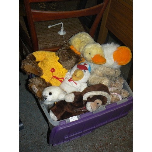 319 - LARGE CRATE FULL OF SOFT TOYS, TEDDY BEARS, DUCKS ETC ETC. SOME WITH TAGS.