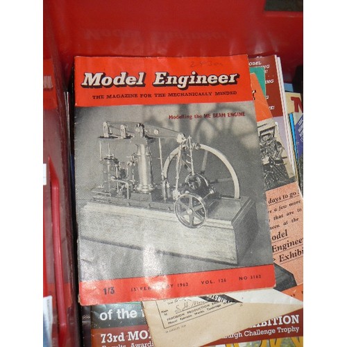 321 - QUANTITY OF VINTAGE MODEL ENGINEER MAGAZINES. IN A LARGE RED CRATE.