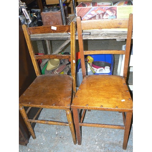 334 - 2 VINTAGE CHAIRS WITH PLYWOOD SEATS.