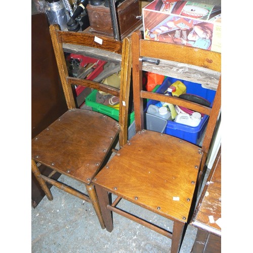 334 - 2 VINTAGE CHAIRS WITH PLYWOOD SEATS.