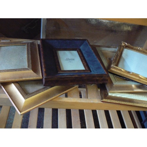 348 - LONDON BUS PHOTO-FRAME, ALSO 6 FURTHER PHOTO-FRAMES IN NEW CONDITION, 5 OF WHICH ARE GILT.