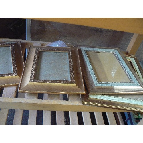 348 - LONDON BUS PHOTO-FRAME, ALSO 6 FURTHER PHOTO-FRAMES IN NEW CONDITION, 5 OF WHICH ARE GILT.