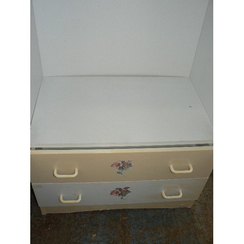 422 - SMALL RETRO MELAMINE UNIT. WITH TRANSFER STICKER DECORATION.