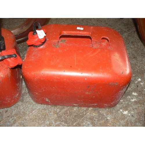 433 - 2 X METAL FUEL CANS, 1 WITH SPOUT.